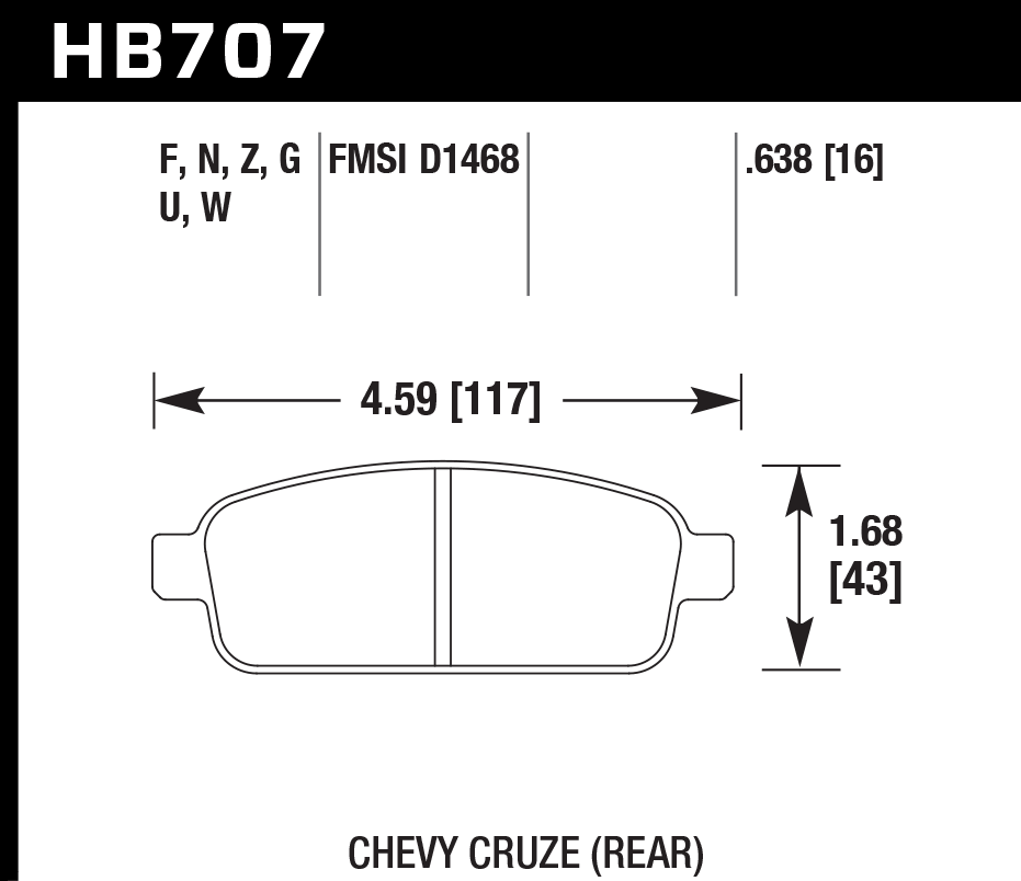 Pastilla de Freno Cruze/Orlando 11A Tra. OES *Nueva