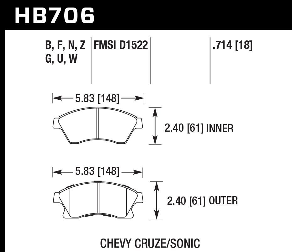 Pastilla de Freno Cruze/Orlando 11A Del. HPS *Nueva