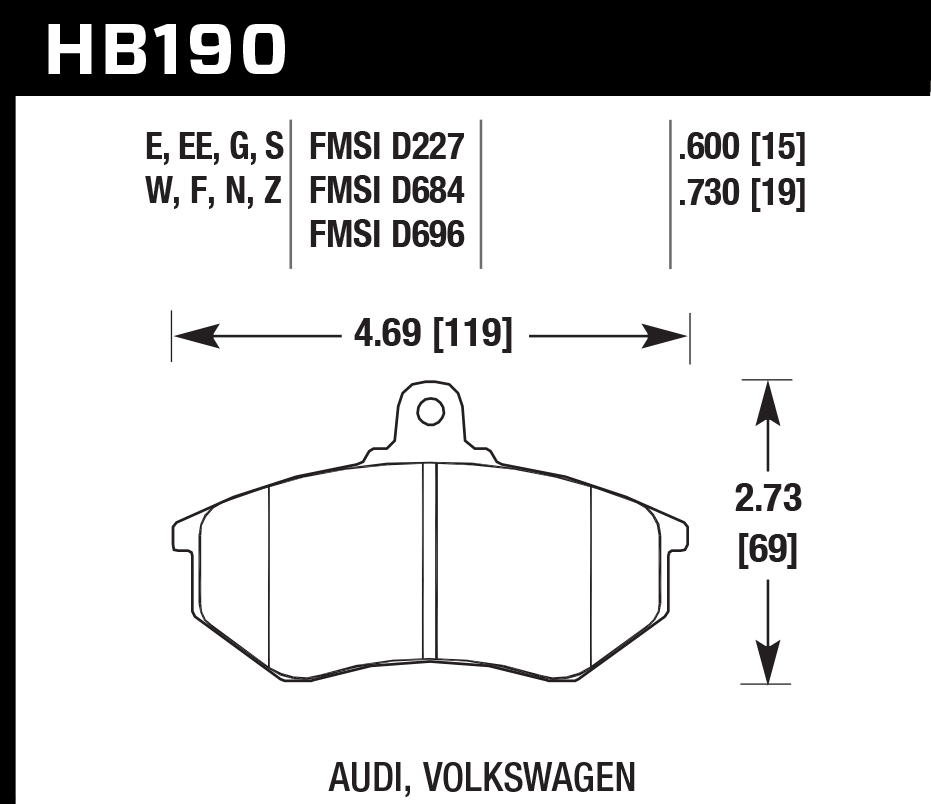 Pastilla de Freno Caddy/Golf/Jetta/Passat/80-100 Del. HPS