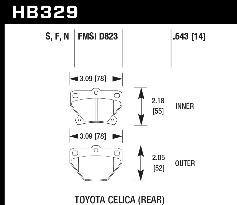 Pastilla de Freno Celica 01-05 Tra. HPS