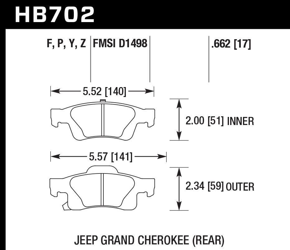 Pastilla de Freno G.Cherokee 11A Tra. PC Nueva