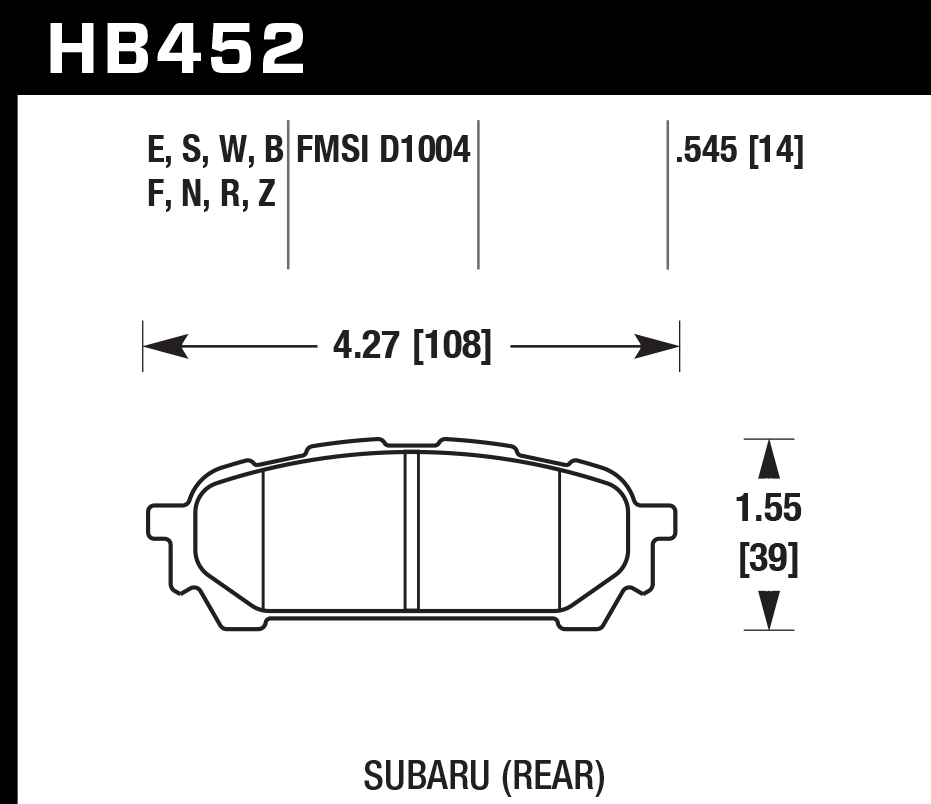 Pastilla de Freno Impreza 05A / Forester 04A Tra. PC