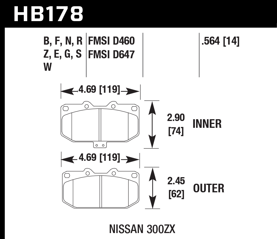 Pastilla de Freno Impreza WRX 06A / 300 ZX 90-96 Del. HPS