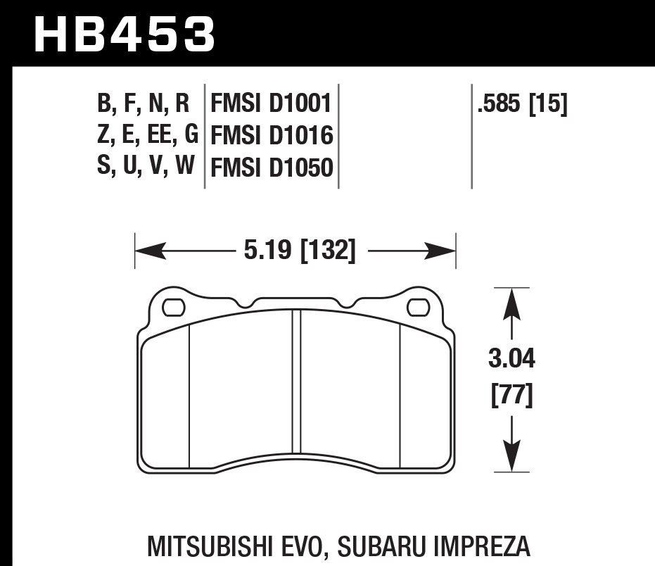 Pastilla de Freno Impreza WRX STI 04-06/Lancer Evo Del. PC