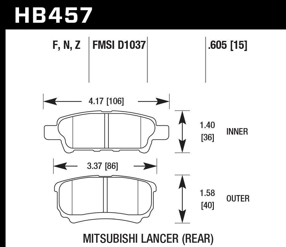 Pastilla de Freno Lancer04A 2.0/Calib07A/OLa/Eclip Tra.OES