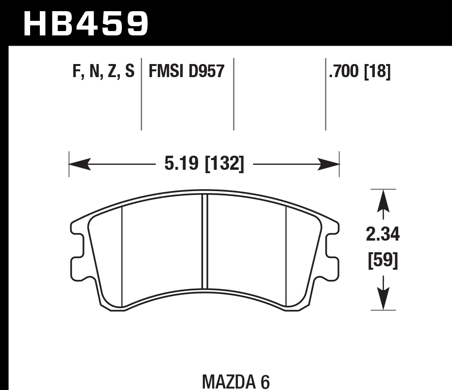 Pastilla de Freno Mazda 6 04A Imp. Del. HPS