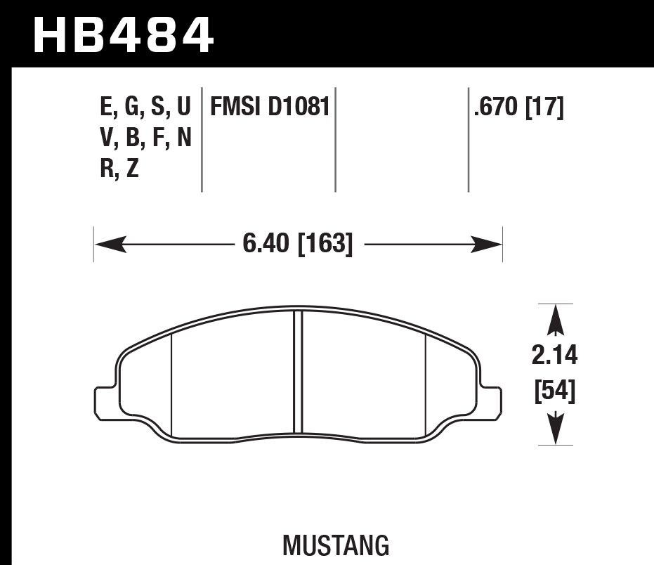 Pastilla de Freno Mustang 05A Del. PC