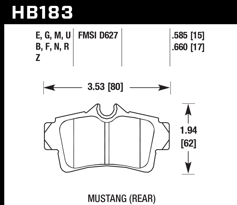 Pastilla de Freno Mustang 94-04 Tra. PC