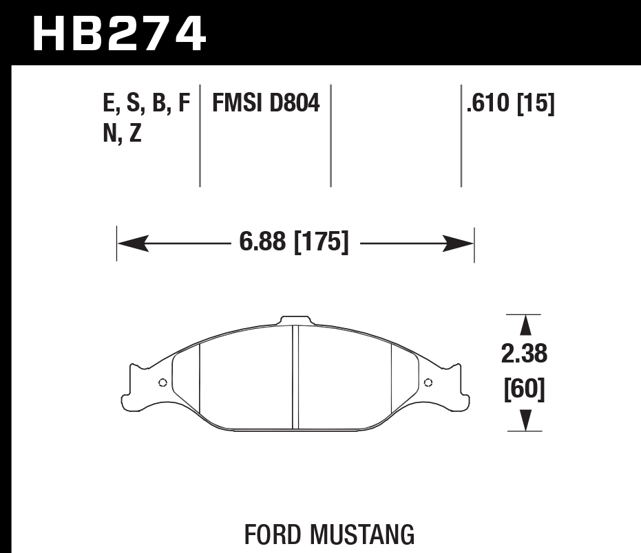 Pastilla de Freno Mustang 99-04 Del. PC