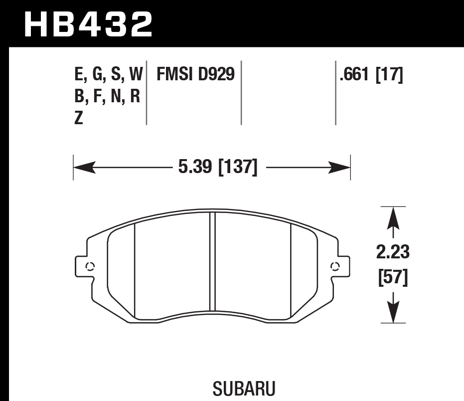 Pastilla de Freno WRX 08A/Imprez 03-05/Forester03A Del. PC