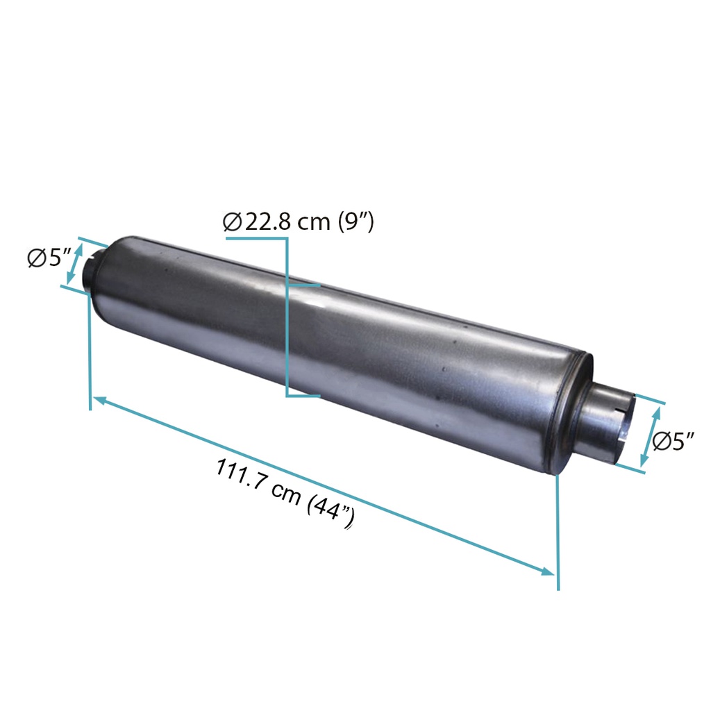 Muffer/Silenciador de escape 5&quot;x 9&quot;x 44&quot;